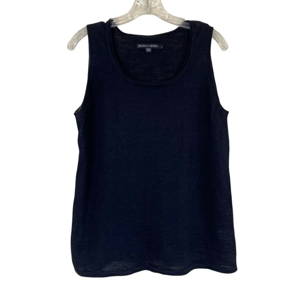 Gudrun Sjoden Sz L Ramie Tank Top Rolled Neck Relaxed Fit Black Minimalist